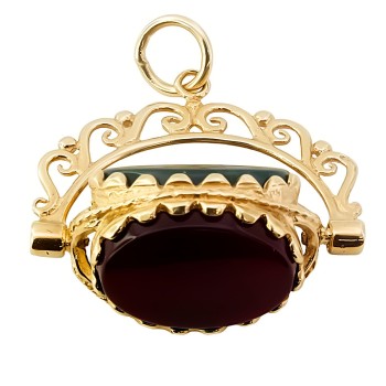 9ct Gold Real Stones Fob Pendant